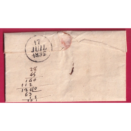 CAD TYPE 13 T JEAN DU GARD DECIME RURAL LACAMP POUR LUNEL HERAULT 1832 LETTRE COVER