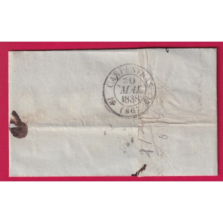 CAD TYPE 13 NIMES GARD DECIME RURAL + BOITE RURALE I BERNIS POUR CARPENTRAS 1838 VAUCLUSE LETTRE COVER