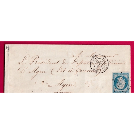 N°15 PARIS ETOILE 3ED 60 11 POUR AGEN LOT ET GARONNE TTB SIGNE CALVES LETTRE COVER