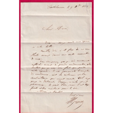 N°22 CAD TYPE 15 CASTELORON DU LOT ET GARONNE POUR MARMANDE RARE SUR LETTRE NON IMPRIMEE LETTRE COVER