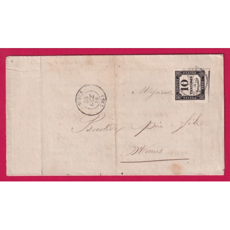 TAXE N°2 SUPERBE TRES GRANDES MARGES UN VOISIN NIMES GARD POUR NIMES SUR IMPRIME CHEMINS DE FER LETTRE COVER