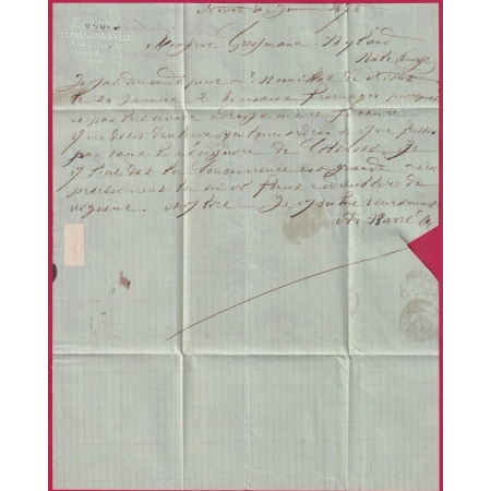 N°54 X2 GC 2660 NIORT DEUX SEVRES TAXE 30 ROUGE POUR BALE SUISSE UN TIMBRE FRAUDE POSTALE LETTRE COVER