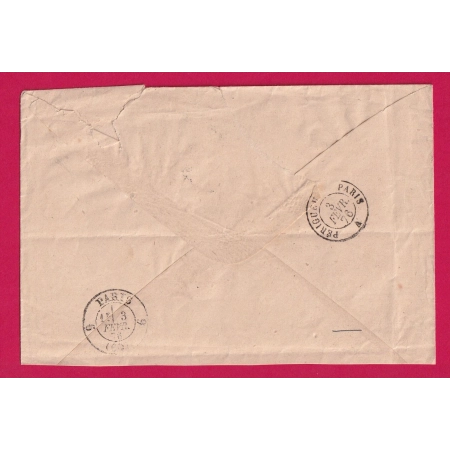 N°54 55 GC 2484 MONTLUCON ALLIER POUR PARIS 2 FEVRIER 1876 LETTRE COVER