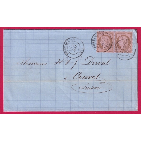 TARIF FRONTALIER N°54 PAIRE CAD PONTARLIER DOUBS POUR COUVET SUISSE LETTRE COVER