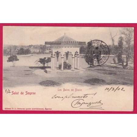 N°102 PAIRE CAD SMYRNE TURQUIE D'ASIE BFE AU VERSO CONSTANTINOPLE GALATA POSTE FRANCAISE ST DESERT SAONE ET LOIRE CARTE