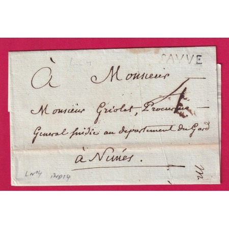 MARQUE SAUVE GARD LENAIN N°4 INDICE 14 POUR NIMES 1790 LETTRE COVER
