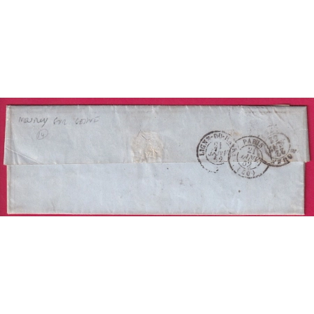 N°4 BORD DE FEUILLE GRILLE NEUILLY SUR SEINE 1852 POUR ROUEN SEINE INFERIEURE LETTRE COVER
