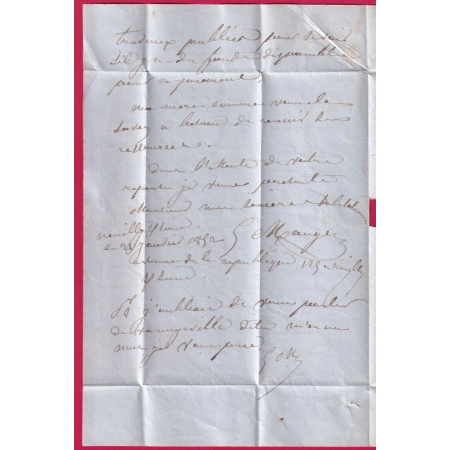 N°4 BORD DE FEUILLE GRILLE NEUILLY SUR SEINE 1852 POUR ROUEN SEINE INFERIEURE LETTRE COVER