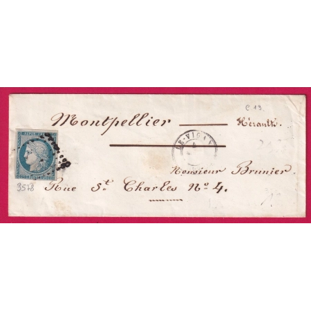 N°4 PC 3578 LE VIGAN GARD POUR MONTPELLIER HERAULT 1852 LETTRE COVER