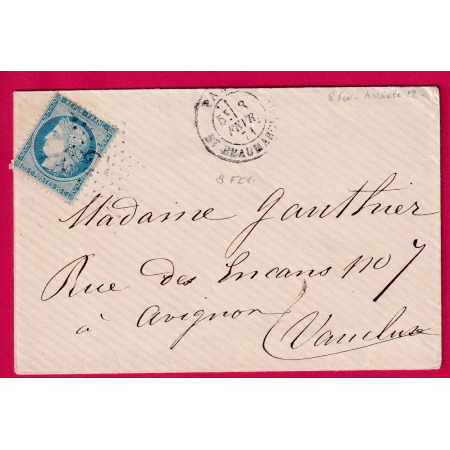 GUERRE 1870 REPRISE DU COURRIER N°37 ETOILE 12 PARIS 8 FEVRIER 1871 LETTRE NON CACHETEE POUR AVIGNON VAUCLUSE COVER