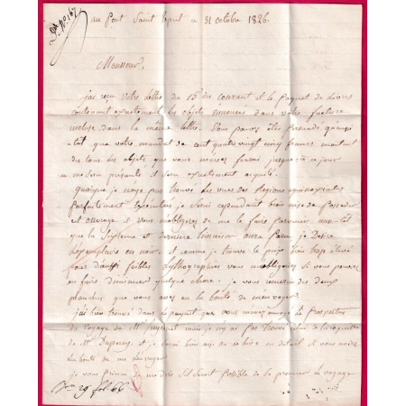 MARQUE P29P LE PONT ST ESPRIT GARD INDICE 11 POUR STRASBOURG BAS RHIN 1826 LETTRE COVER