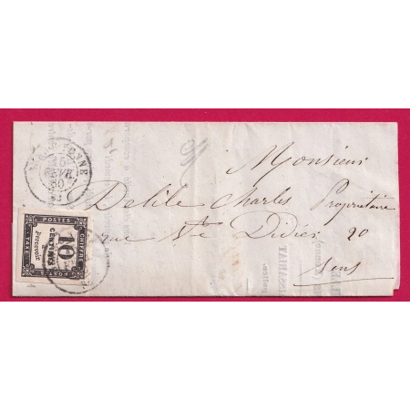 TAXE N°2 TTB CAD SENS SUR YONNE POUR SENS LETTRE COVER