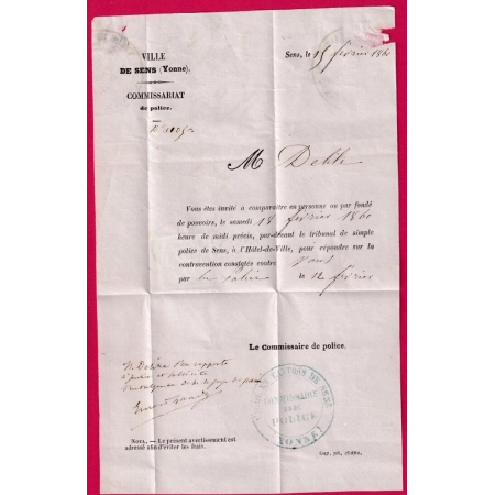 TAXE N°2 TTB CAD SENS SUR YONNE POUR SENS LETTRE COVER