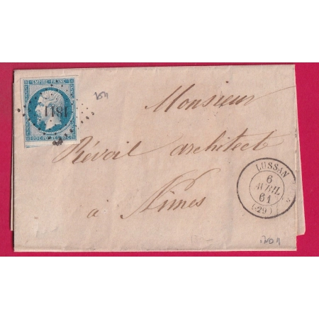 N°14 PC 1811 LUSSAN GARD INDICE 11 POUR NIMES GARD LETTRE COVER