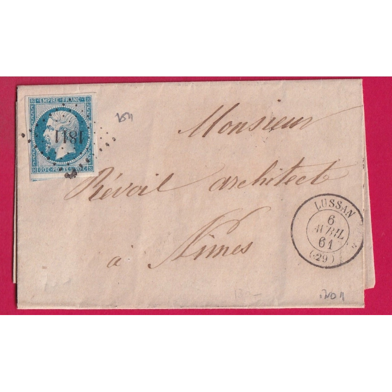 N°14 PC 1811 LUSSAN GARD INDICE 11 POUR NIMES GARD LETTRE COVER