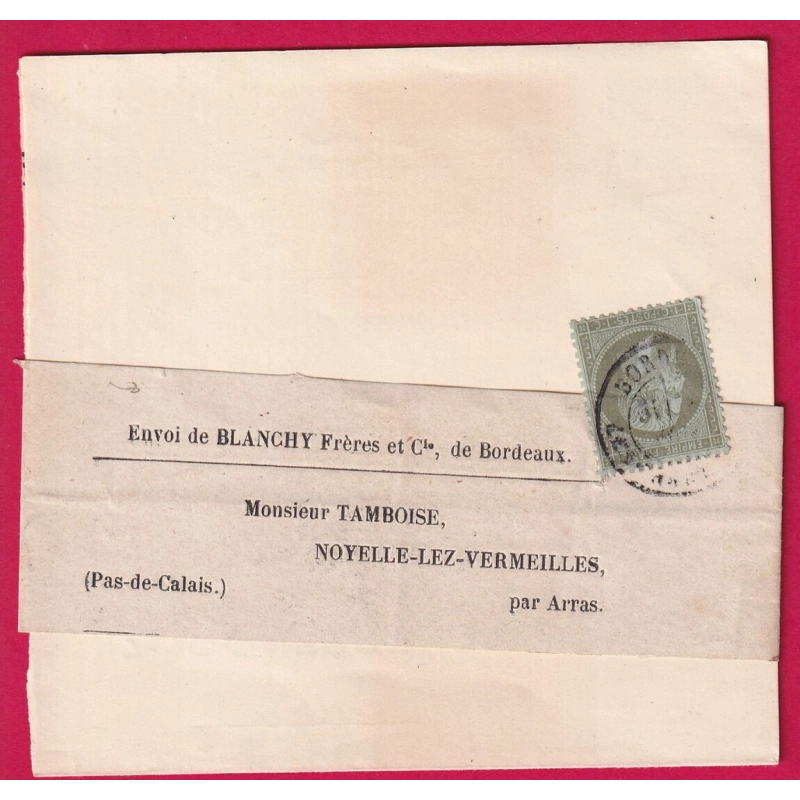 N°19 CAD BORDEAUX LES SALINIERES POUR ARRAS PAS DE CALAIS LETTRE COVER