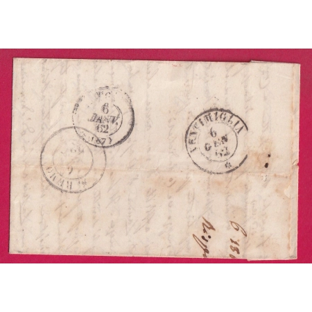 N°16 PC 1896 MARSEILLE 4 12 4 POUR SAN REMO ITALIE ITALIA VOIE DE MER 1862 LETTRE COVER