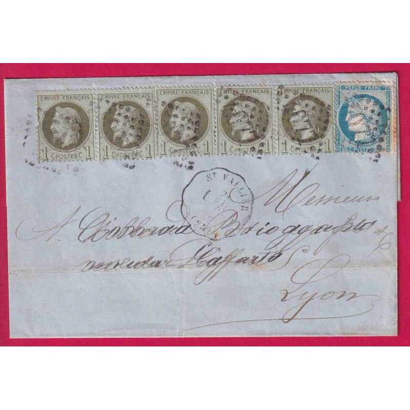 N°37 + 25 BANDE DE 3 + PAIRE CONVOYEUR STATION ST VALLIER DROME POUR LYON GC 4077 VALENCE LETTRE COVER