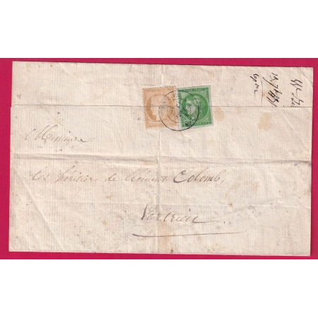 N°36 42B VERT FONCE CAD CREMIEU ISERE TARIF LOCAL 11 SEPTEMBRE 1871 LETTRE COVER