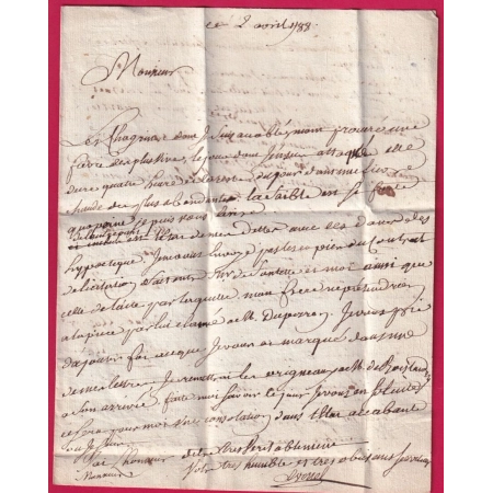 MARQUE CAEN CALVADOS 1788 LENAIN N°5 POUR PARIS LETTRE COVER