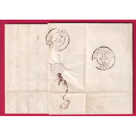 CURSIVE 29 UCHAUD GARD 1846 POUR CETTE SETE HERAULT INDICE 12 LETTRE COVER