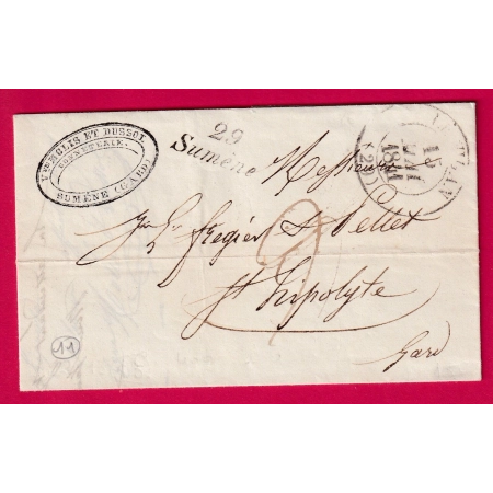 CURSIVE 29 SUMENE CAD TYPE 13 LE VIGAN POUR ST HYPPOLITE GARD INDICE 11 LETTRE COVER