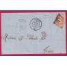 N°16 PERCE EN LIGNE PARIS BUREAU J POUR GENES ITALIE LETTRE COVER