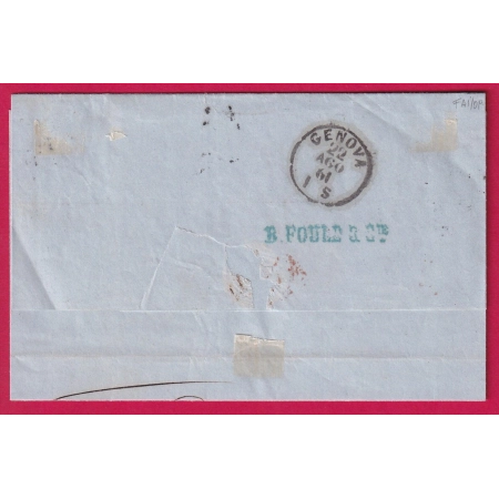 N°16 PERCE EN LIGNE PARIS BUREAU J POUR GENES ITALIE LETTRE COVER