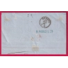 N°16 PERCE EN LIGNE PARIS BUREAU J POUR GENES ITALIE LETTRE COVER