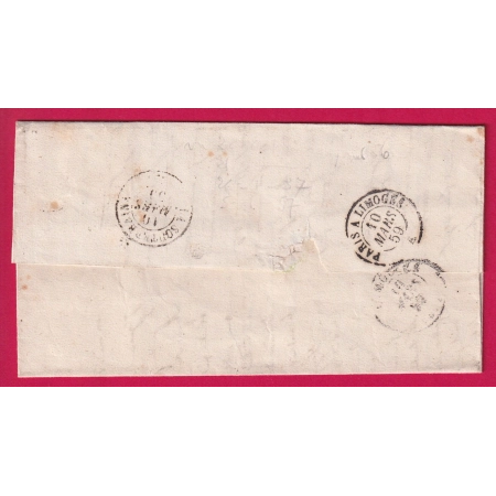 N°14 PC 2944 LA SOUTERRAINE CREUSE OR MORLIANE ?? POUR LIMOGES HAUTE VIENNE MENTION 7GR1/2 JUSTE LETTRE COVER