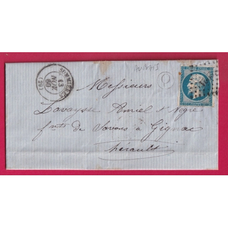N°14 PC 2921 SOMMIERES GARD BOITE RURALE Q AUBAIS POUR GIGNAC HERAULT LETTRE COVER