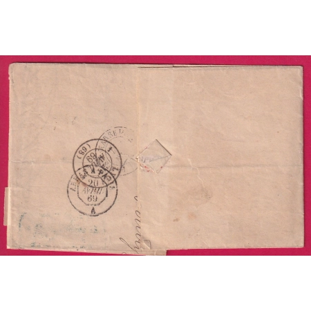 N°28 X2 + 29 GARE DE LILLE NORD LOSANGE  PAR AMBULANT PARIS ARRAS POUR LYON RHONE LETTRE COVER