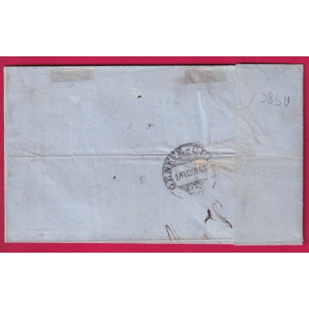 N°29 PARIS ETOILE 16 R DE PALESTRO TAXE TAMPON 30 AFFR INSUF P11 POUR GENEVE SUISSE 1869 LETTRE COVER