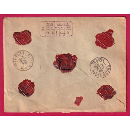 N°98 VITREY SUR MANCE HAUTE SAONE 1894 POUR CHAMPLITTE LETTRE COVER