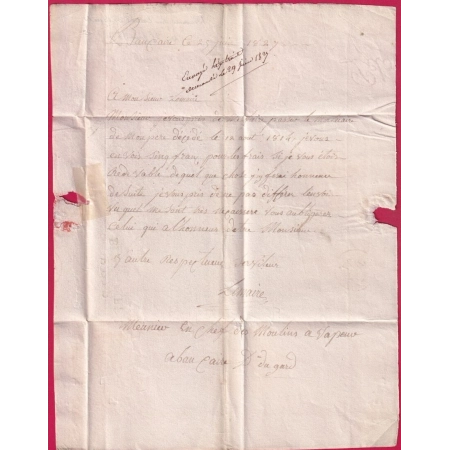 MARQUE P29P BEAUCAIRE GARD 1827 POUR RIVE DE GIERS LOIRE INDICE 12 LETTRE COVER