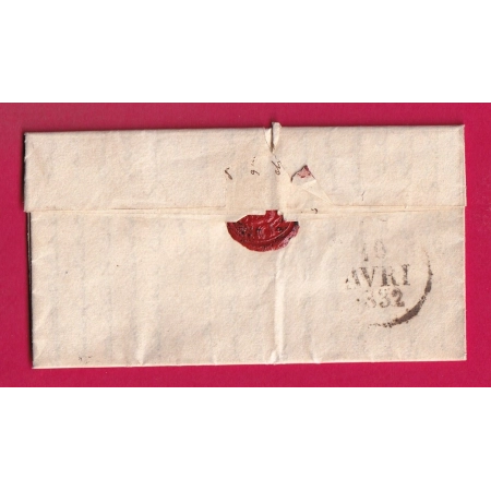 CAD TYPE 11 UZES GARD EN ROUGE 1832 POUR PONT ST ESPRIT INDICE 13 LETTRE COVER