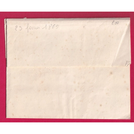 N°19 CAD BORDEAUX 1869 SEUL SUR DOCUMENT BANDE INCOMPLETE LETTRE COVER