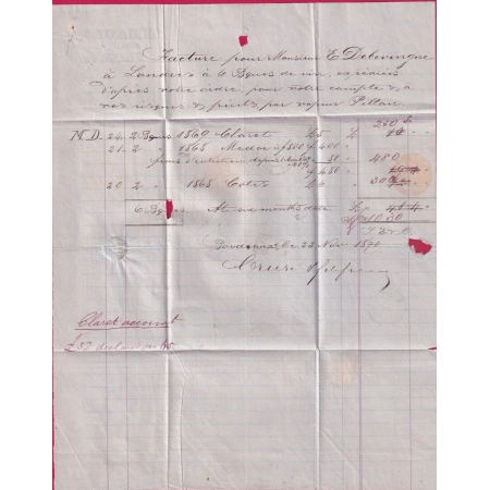 N°30 GC 532 BORDEAUX LES CHARTONS POUR LONDRES LONDON 1870 PENDANT LE SIEGE DE PARIS LETTRE COVER