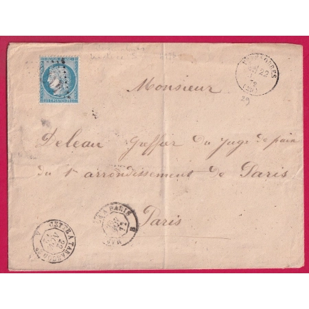 N°60 GC VEZENOBRES GARD + DEUX AMBULANT DE JOUR AU RECTO CETTE A TARASCON MARSEILLE A PARIS POUR PARIS LETTRE COVER