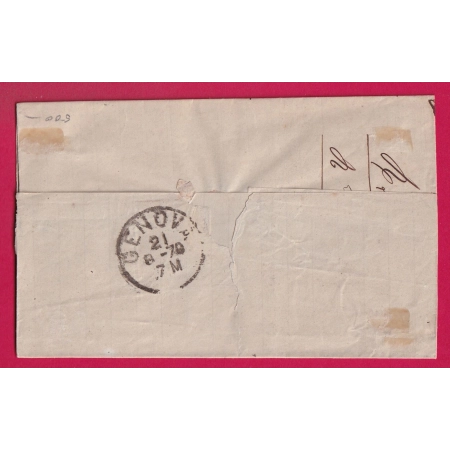 N°91 X2 NICE ALPES MARITIMES DOUBLE PORT POUR GENES ITALIE LETTRE COVER