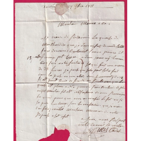 MARQUE 45 LE PORT STE MARIE EN ROUGE 1811 INDICE 12 POUR AGEN LETTRE COVER