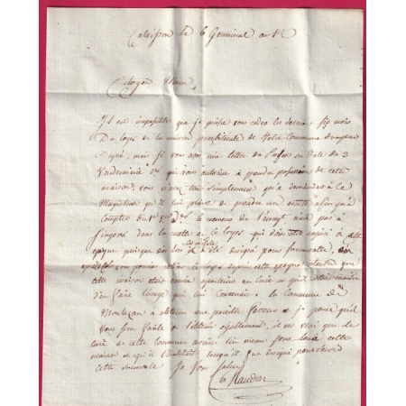MARQUE 29 CALVISSON GARD AN12 1804 INDICE 9 POUR GALLARGUES LETTRE COVER