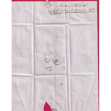 CURSIVE 29 VEZENOBRES GARD BOITE RURALE C BRIGNON POUR LYON INDICE 15 LETTRE COVER
