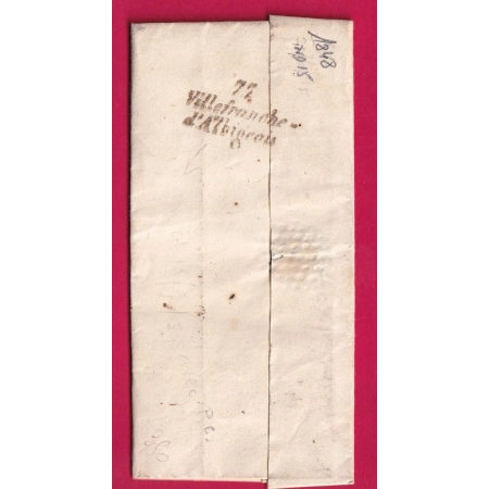 CURSIVE 77 VILLEFRANCHE D'ALBIGEOIS TARN 1848 DEPART ALBI TARN LETTRE COVER