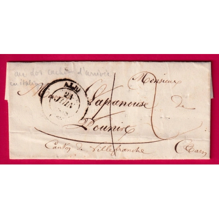 CURSIVE 77 VILLEFRANCHE D'ALBIGEOIS TARN 1848 DEPART ALBI TARN LETTRE COVER