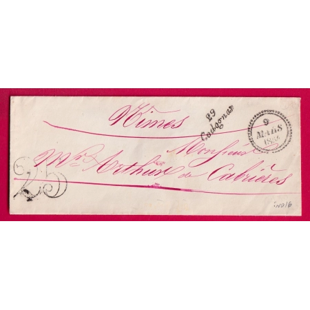 CURSIVE 29 CODOGNAN GARD 1854 DATEUR B POUR NIMES INDICE 16 LETTRE COVER