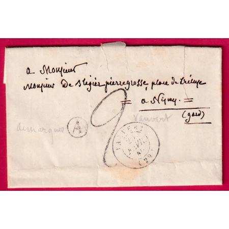 CAD TYPE 15 VAUVERT GARD BOITE RURALE A AIMARGUES FEVRIER 1849 POUR NIMES LETTRE COVER