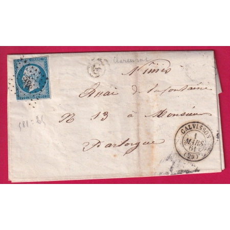 N°14 PC 588 CALVISSON GARD BOITE RURALE G CLARENSAC POUR NIMES LETTRE FRANCE