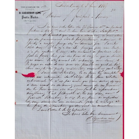 N°29 GC 2989 PORT STE MARIE LOT ET GARONNE BM PONT DE BORDES POUR BARSAC GIRONDE LETTRE FRANCE