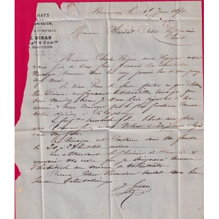 N°29 GC 4752 GENERAC GARD CAD TYPE 24 BOITE RURALE A BEAUVOISIN POUR LORIOL DROME LETTRE FRANCE